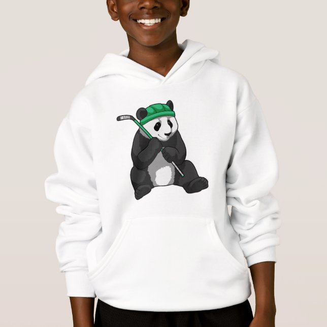 Panda beim Eishockey mit Eishockeyschläger Hoodie (Vorderseite)