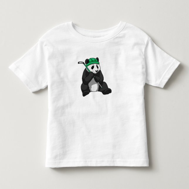 Panda beim Eishockey mit Eishockeyschläger Kleinkind T-shirt (Vorderseite)