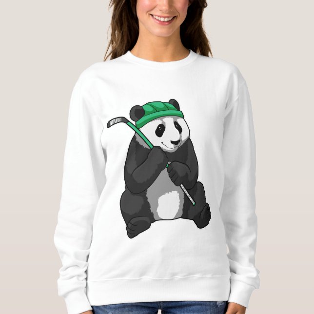 Panda beim Eishockey mit Eishockeyschläger Sweatshirt (Vorderseite)