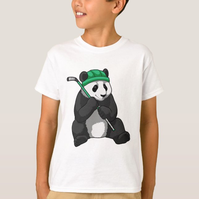 Panda beim Eishockey mit Eishockeyschläger T-Shirt (Vorderseite)