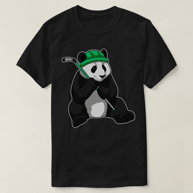 Panda beim Eishockey mit Eishockeyschläger T-Shirt (Design vorne)