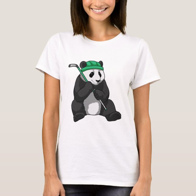 Panda beim Eishockey mit Eishockeyschläger T-Shirt (Vorderseite)