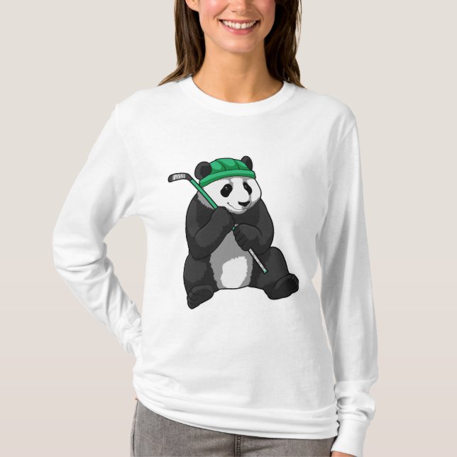 Panda beim Eishockey mit Eishockeyschläger T-Shirt (Vorderseite)