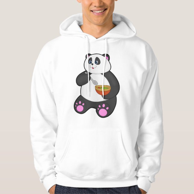 Panda beim Essen mit Spoon & Bowl Hoodie (Vorderseite)