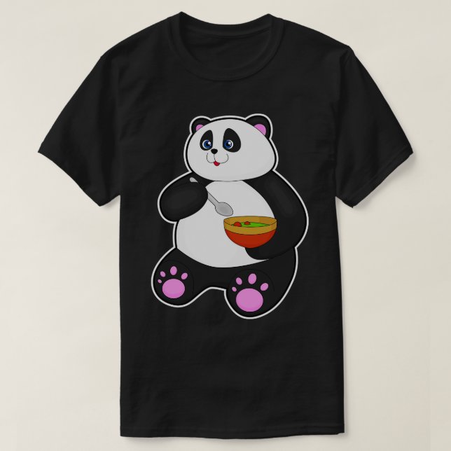Panda beim Essen mit Spoon Bowl T-Shirt (Design vorne)
