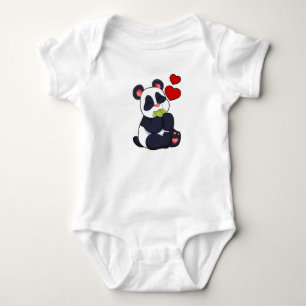 Panda beim Essen von Blätter Baby Strampler