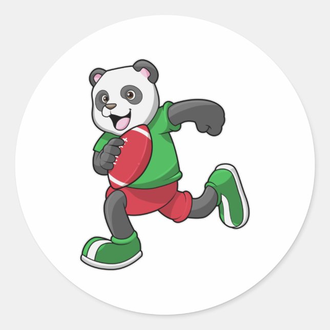 Panda beim Fußball mit Ausrüstung Runder Aufkleber (Vorderseite)