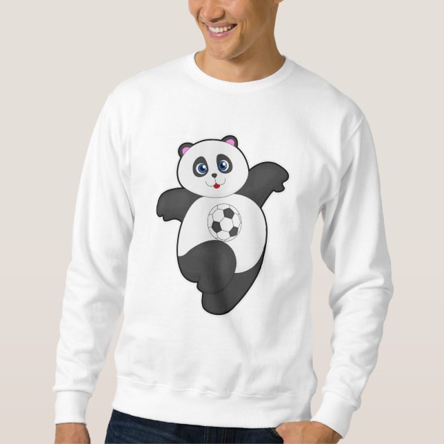 Panda beim Fußballsport Sweatshirt (Vorderseite)