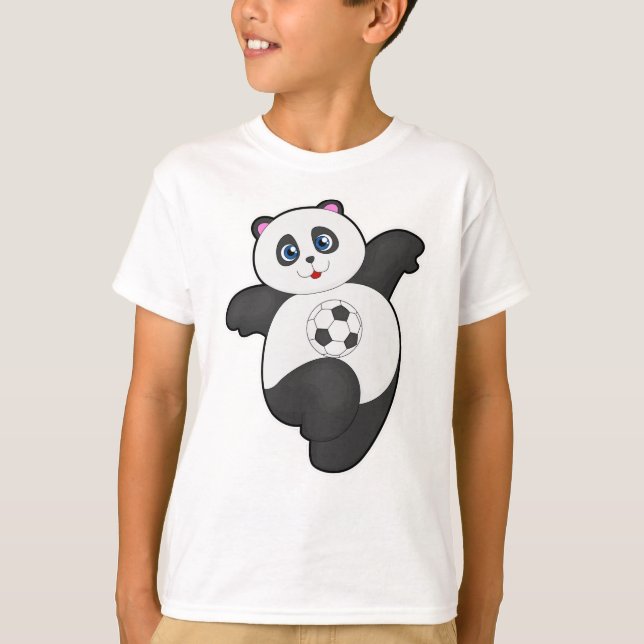 Panda beim Fußballsport T-Shirt (Vorderseite)