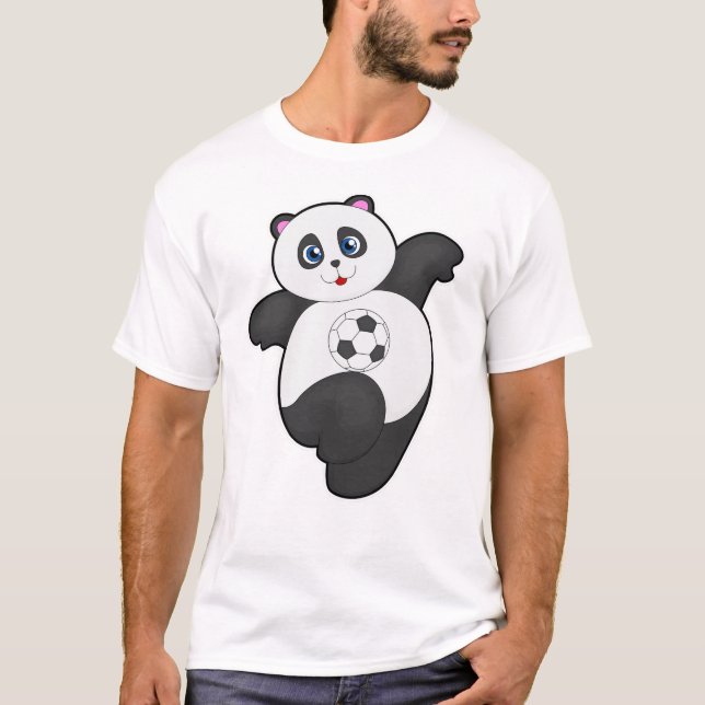 Panda beim Fußballsport T-Shirt (Vorderseite)