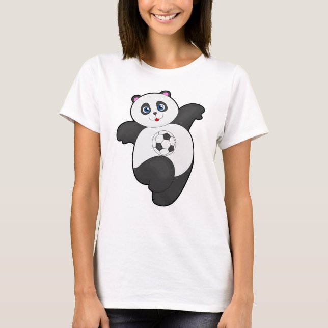 Panda beim Fußballsport T-Shirt (Vorderseite)