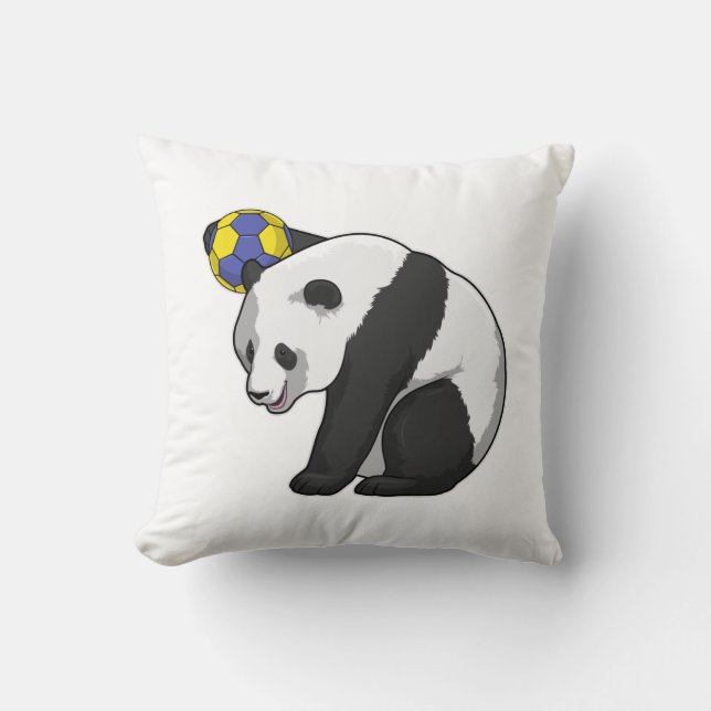 Panda beim Handball Sports Kissen (Vorderseite)