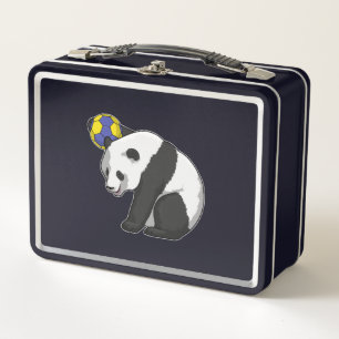 Panda beim Handball Sports Metall Brotdose