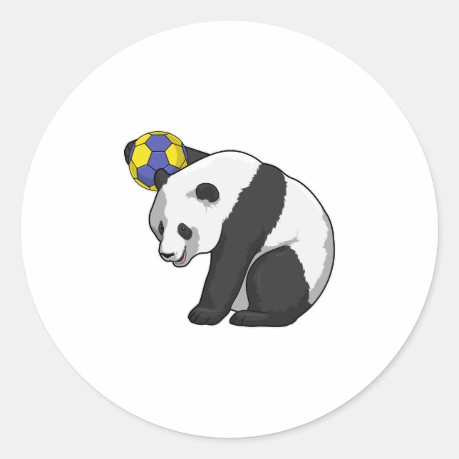 Panda beim Handball Sports Runder Aufkleber (Vorderseite)
