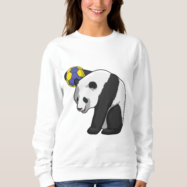 Panda beim Handball Sports Sweatshirt (Vorderseite)