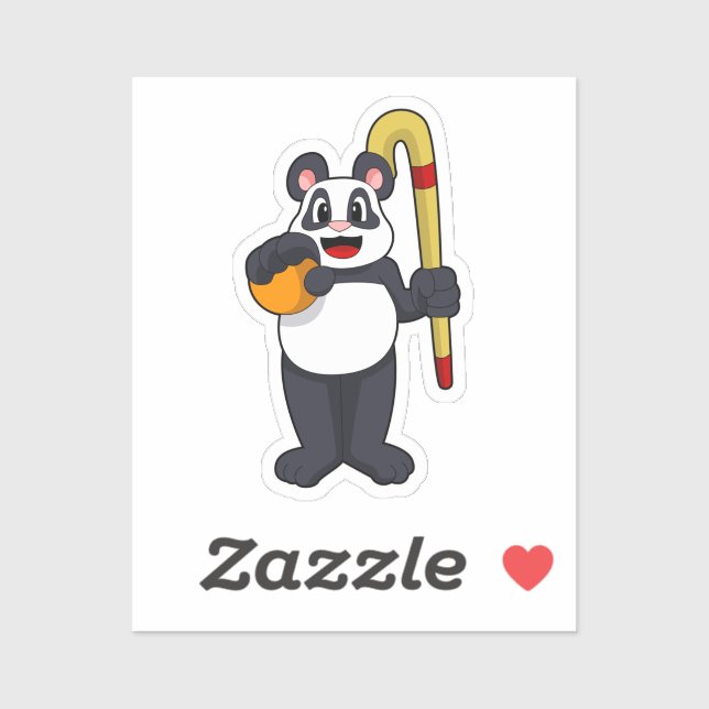 Panda beim Hockey mit Hockey Aufkleber (Blatt)