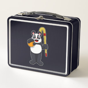 Panda beim Hockey mit Hockey Metall Brotdose