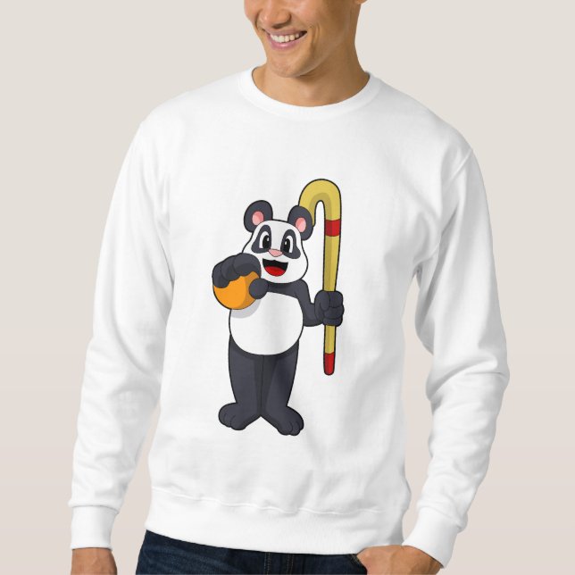 Panda beim Hockey mit Hockey Sweatshirt (Vorderseite)