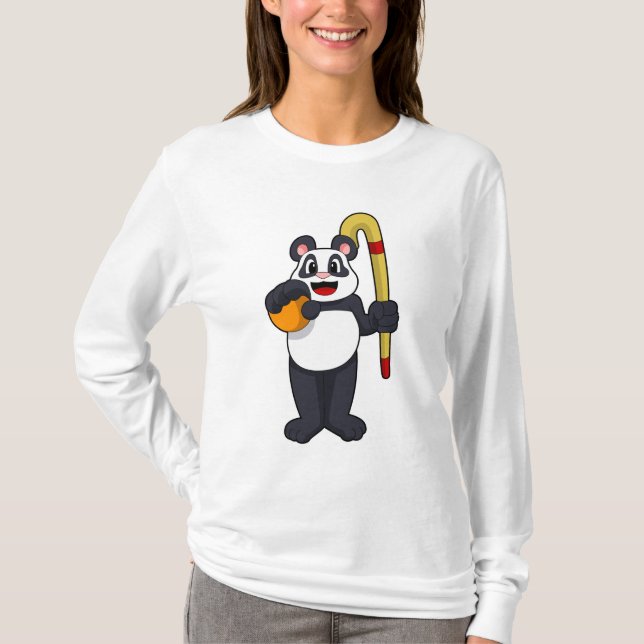 Panda beim Hockey mit Hockey T-Shirt (Vorderseite)