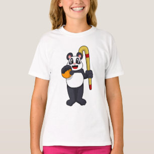 Panda beim Hockey mit Hockey T-Shirt