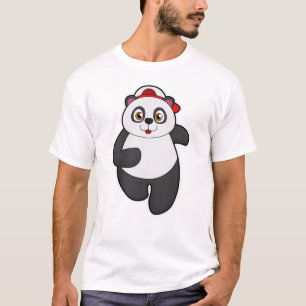 Panda beim Laufen mit Cap T-Shirt