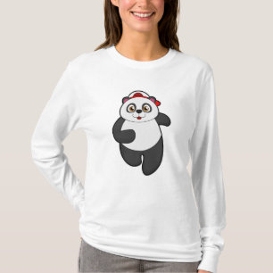 Panda beim Laufen mit Cap T-Shirt