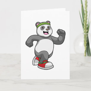 Panda beim Laufen mit Headband Karte