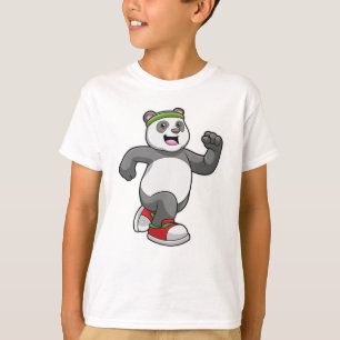 Panda beim Laufen mit Headband T-Shirt
