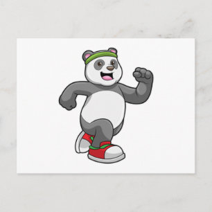Panda beim Laufen mit Stirnband Postkarte
