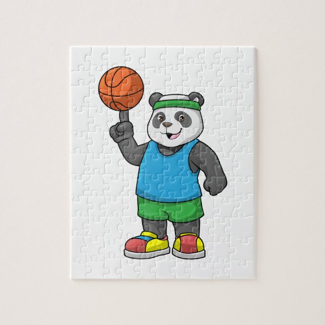 Panda beim Sport mit Basketball (Vertikal)