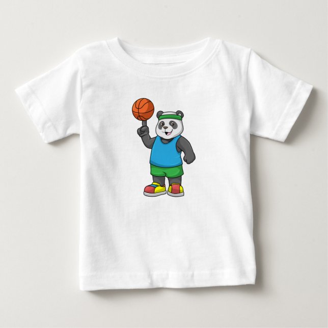 Panda beim Sport mit Basketball Baby T-shirt (Vorderseite)