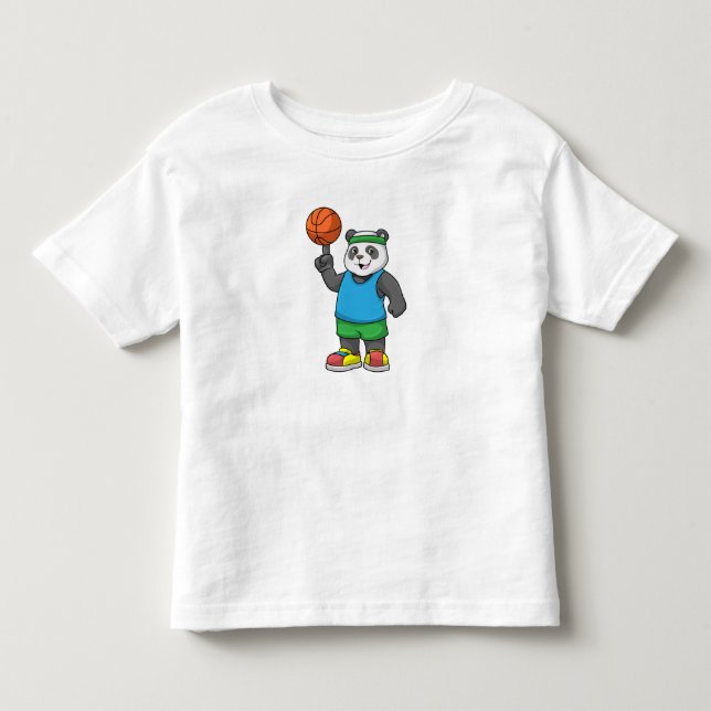 Panda beim Sport mit Basketball Kleinkind T-shirt (Vorderseite)