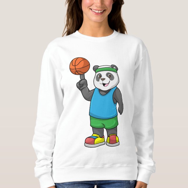 Panda beim Sport mit Basketball Sweatshirt (Vorderseite)