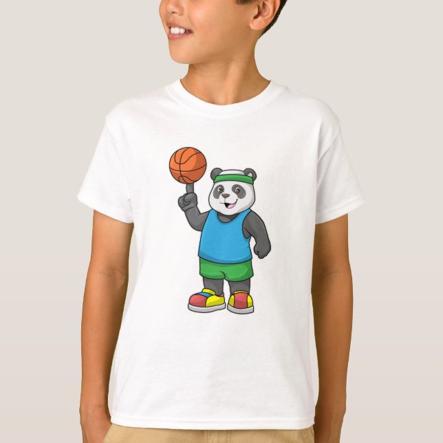 Panda beim Sport mit Basketball T-Shirt (Vorderseite)