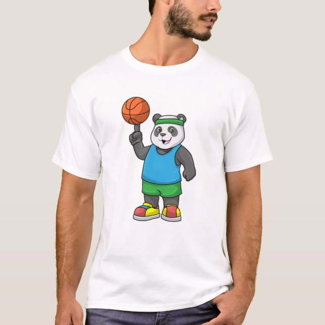 Panda beim Sport mit Basketball T-Shirt (Vorderseite)