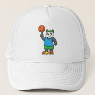 Panda beim Sport mit Basketball Truckerkappe