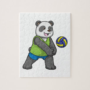 Panda beim Sport mit Volleyball
