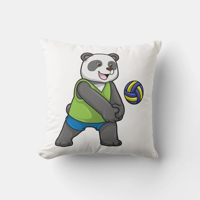Panda beim Sport mit Volleyball Kissen (Vorderseite)