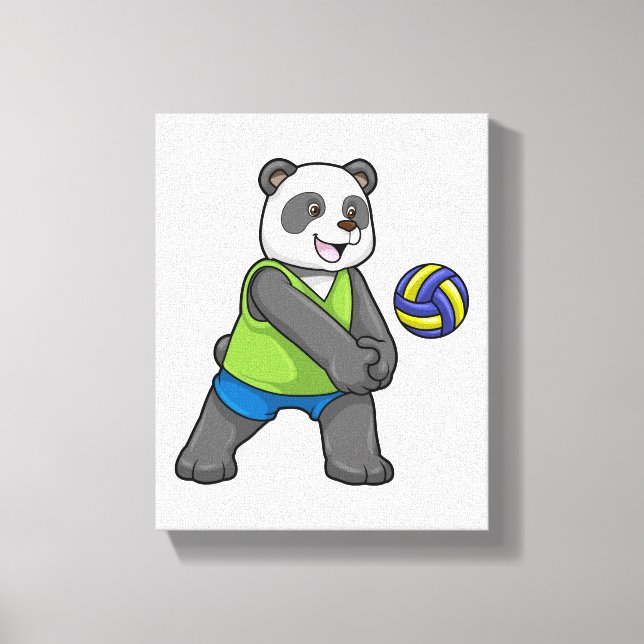 Panda beim Sport mit Volleyball Leinwanddruck (Vorderseite)