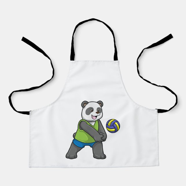 Panda beim Sport mit Volleyball Schürze (Vorderseite)
