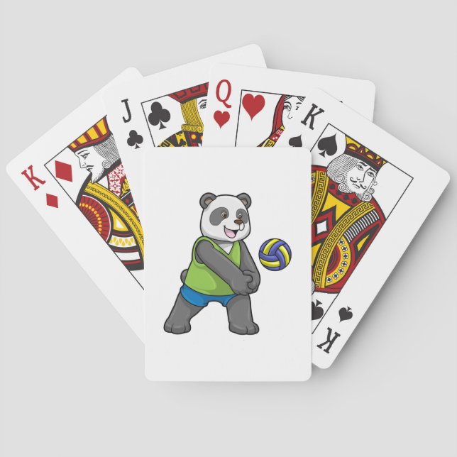 Panda beim Sport mit Volleyball Spielkarten (Rückseite)