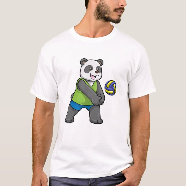 Panda beim Sport mit Volleyball T-Shirt (Vorderseite)