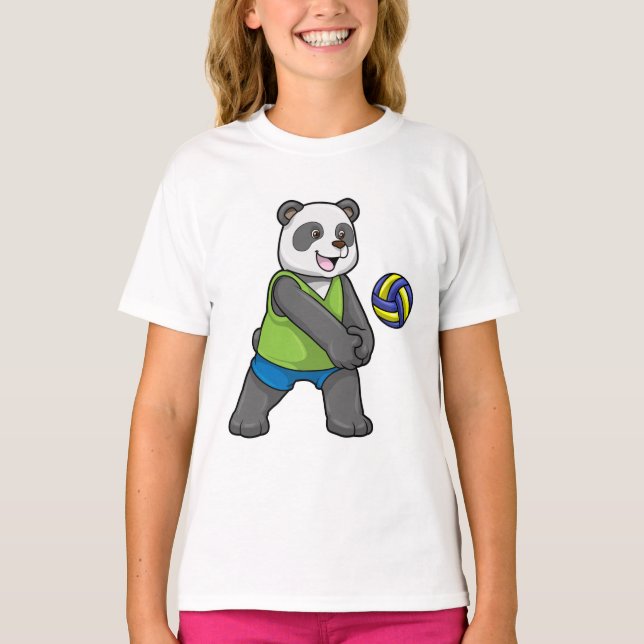 Panda beim Sport mit Volleyball T-Shirt (Vorderseite)