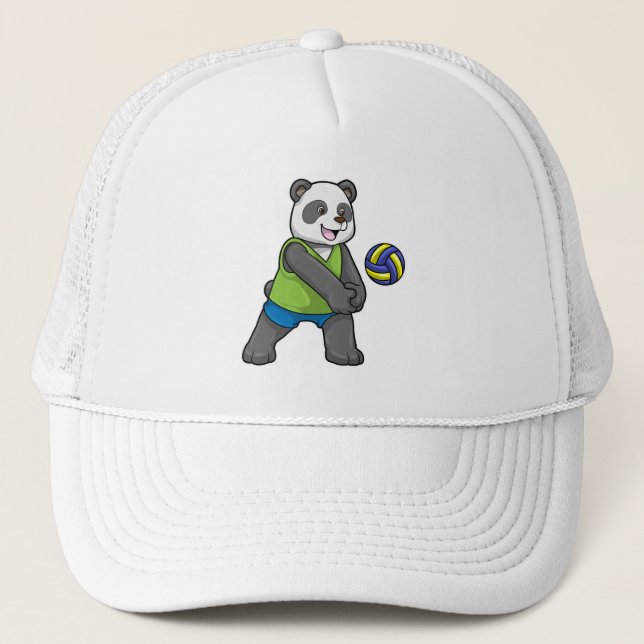Panda beim Sport mit Volleyball Truckerkappe (Vorderseite)