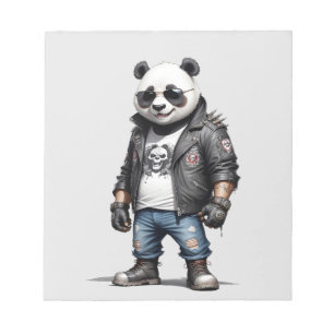 Panda Biker Rebel Leather Jacket Cool Style Urban Notizblock