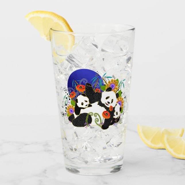 PANDA BINDI 16 oz en verre design avant et arrière (Devant glace)
