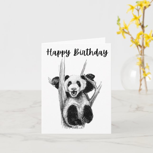 Panda Birthday Card Karte (Gelbe Blume)