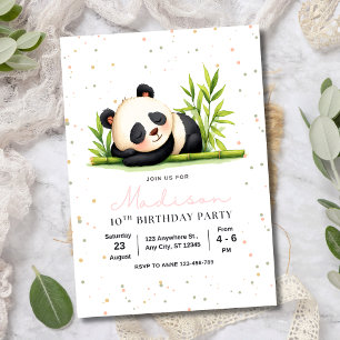Panda Birthday Einladung, Panda Girls Geburtstag Einladung