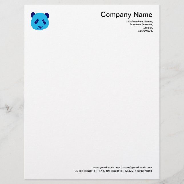 Panda - Blau Briefbogen (Vorderseite)