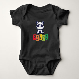 Panda blk baby strampler